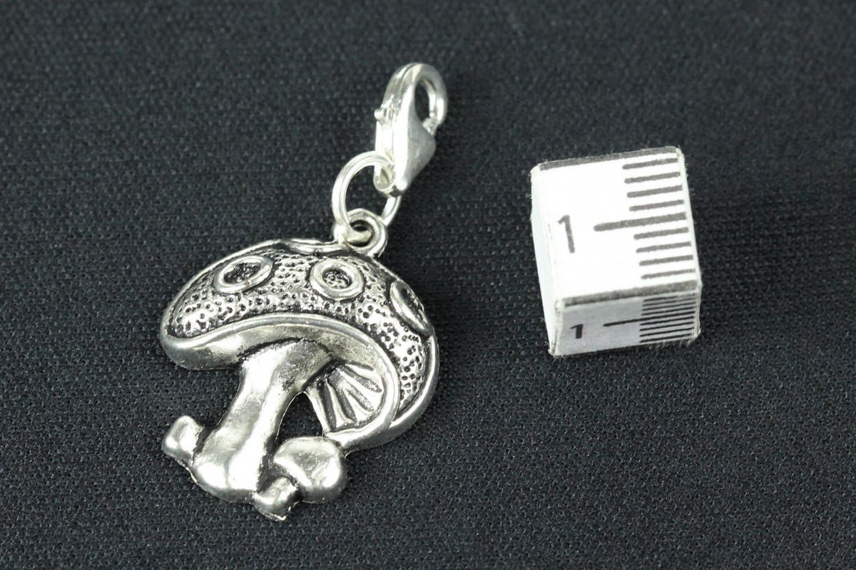 Vliegenpaddenstoel charms charms zilver - handgemaakt modesieraad I ketting hanger verzilverd - bedelhanger bedelarmband - hanger voor armband, 20 mm, Metaal, Geen edelsteen