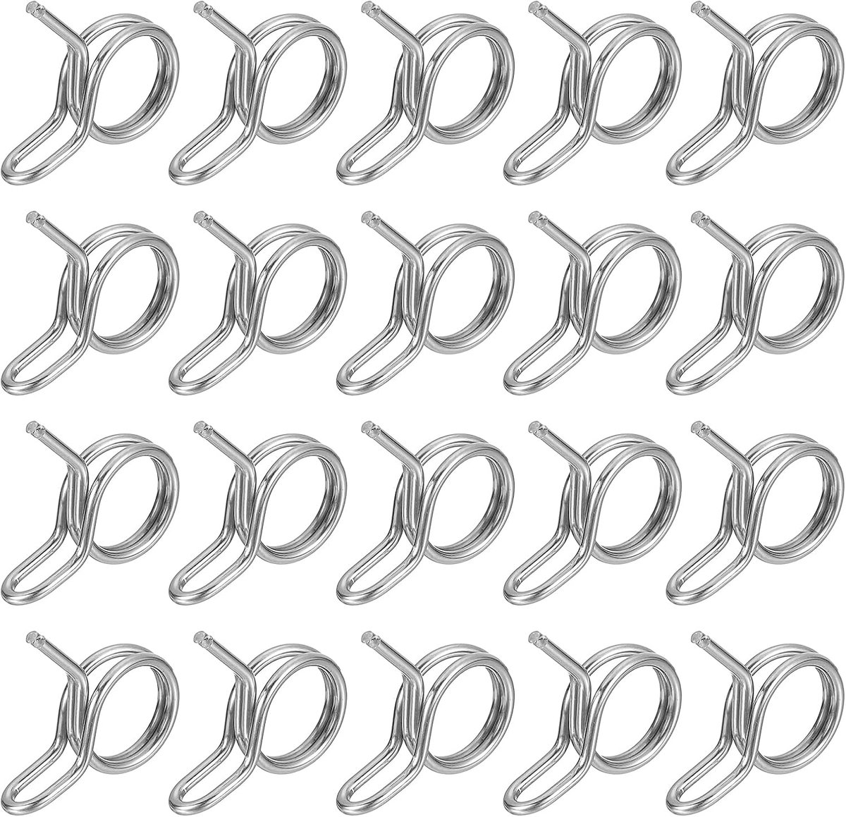 20 stuks 0,33-0,43 inch binnendiameter dubbele draadveerslangklem, roestvrij staal, verstelbare veerklemmen voor slang, brandstofleiding, siliconen slang, waterbuis, luchtbuis
