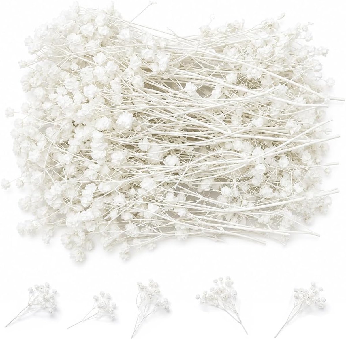 Gedroogde mist (50 stuks) – wit, witte schacht, standaardmaat, voor harshandwerk en bruiloftsdecoratie