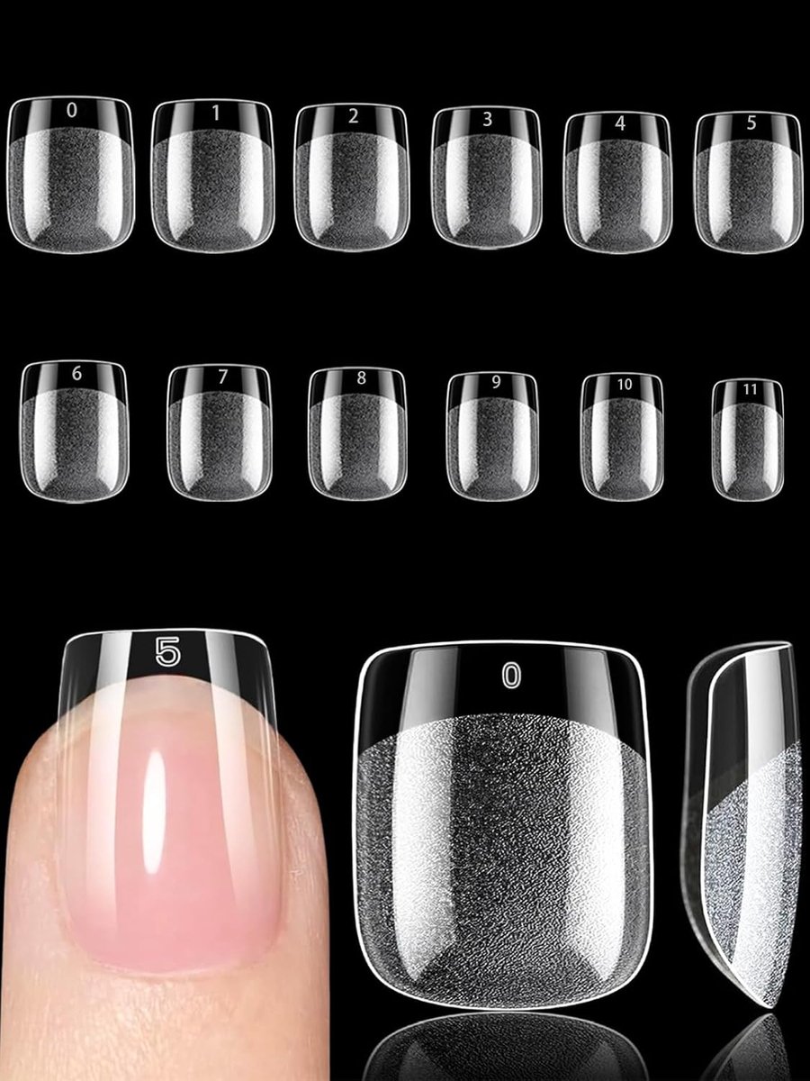 240 Stuks Nageltips Vierkant XS, 12 Maten Nail Tips Kort, Nagel Tips Full Cover, Voor Lijm-Op Nail Art Voor Nagelstudio'S Starter DIY, Kunstnagels Acryl Stiletto