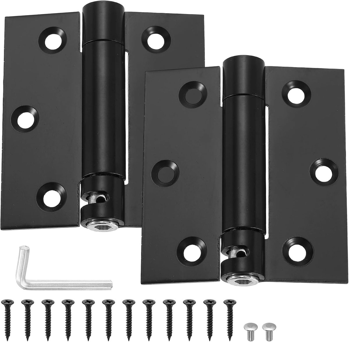 3 inch veerbelaste deurscharnier, 2 stuks roestvrij staal zware zelfsluitende kleine deurscharnieren met schroeven sleutel voor kastdeur, zwart