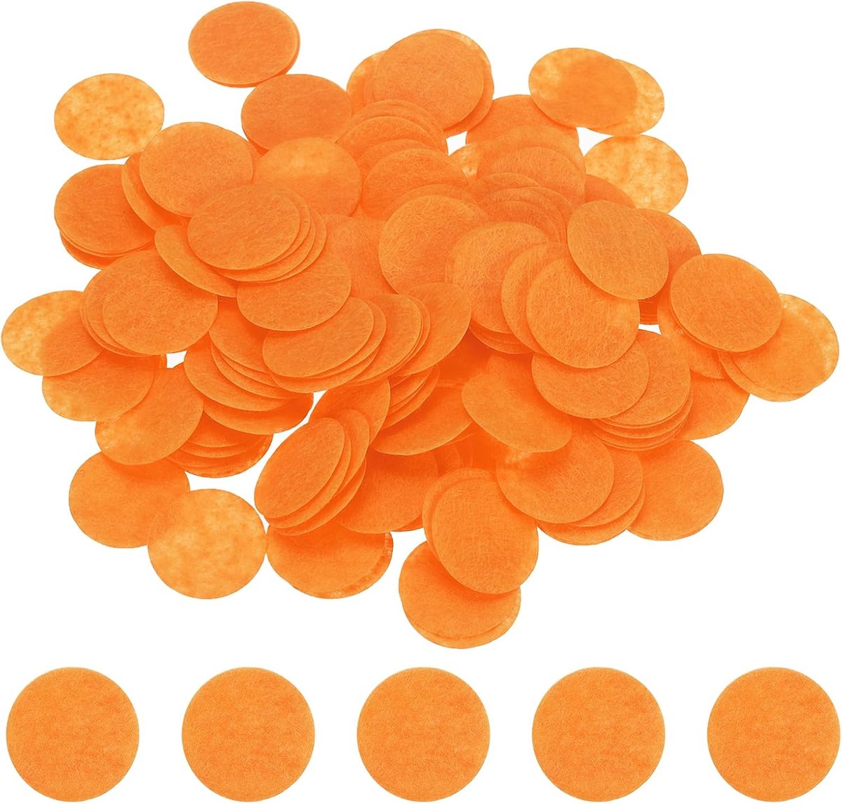 Vilten cirkels om te knutselen, 20 mm, voorgesneden niet-geweven viltstofcirkel voor doe-het-zelf naaien, handwerk, gesneden projecten, ambachtelijke afwerking, oranje