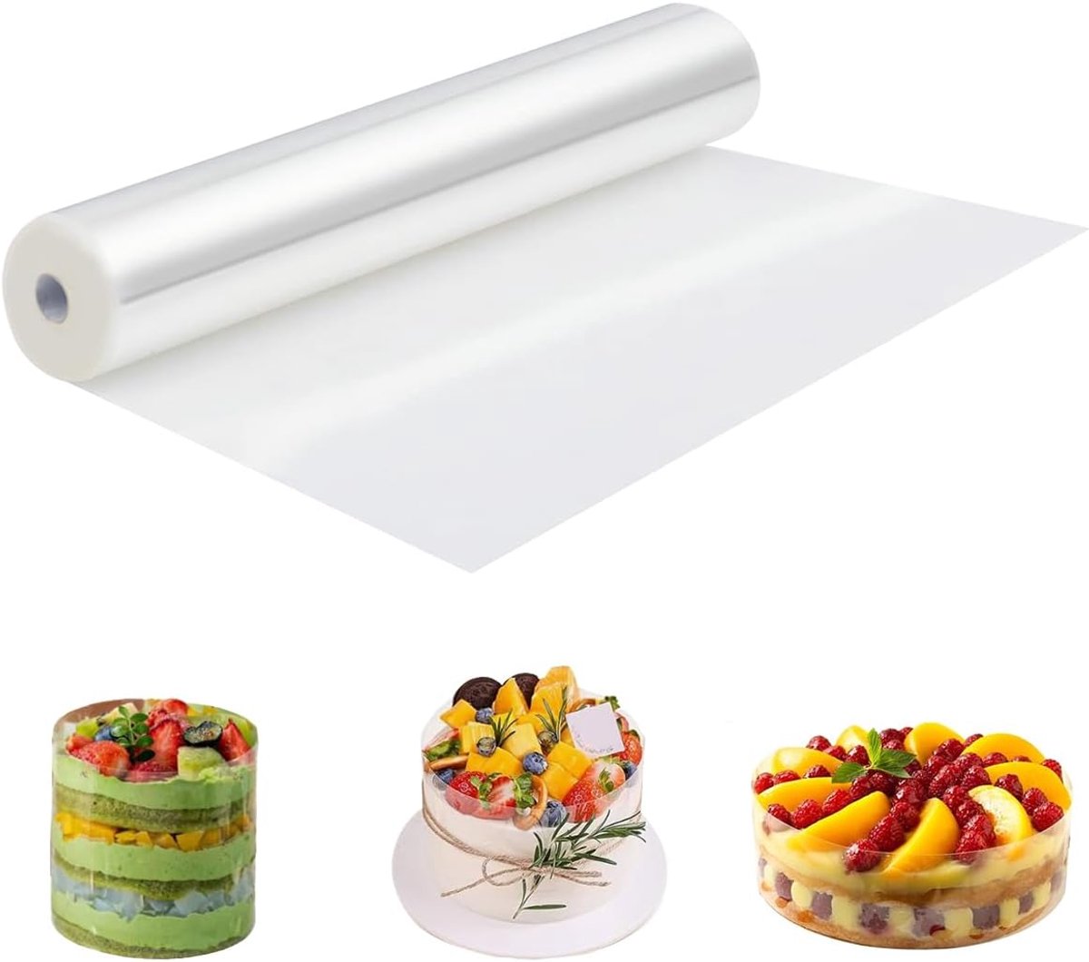 Taartrandfolie, Transparante Acetaatrol 20 cm X 10 m | Taartringfolie, Herbruikbaar Acetaat Taartkragen voor Het Vormen van Moussetaarten, Roomdesserts en Andere Gebakjes