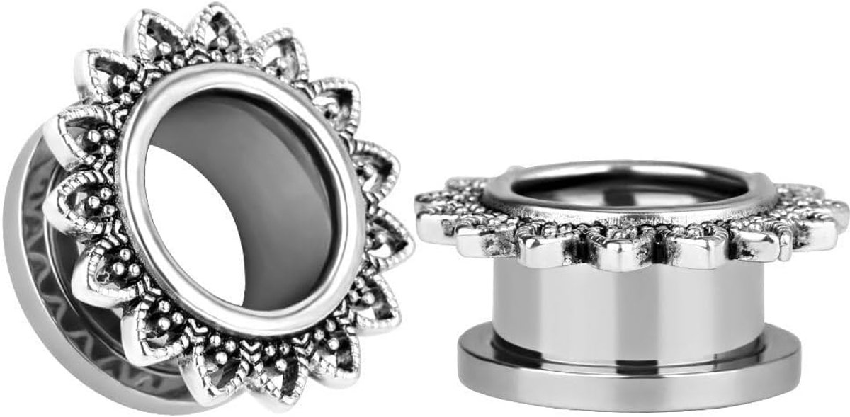 Tunnels, roestvrij staal blauwe kristallen pluggen piercing expander gauge oorbellen.
