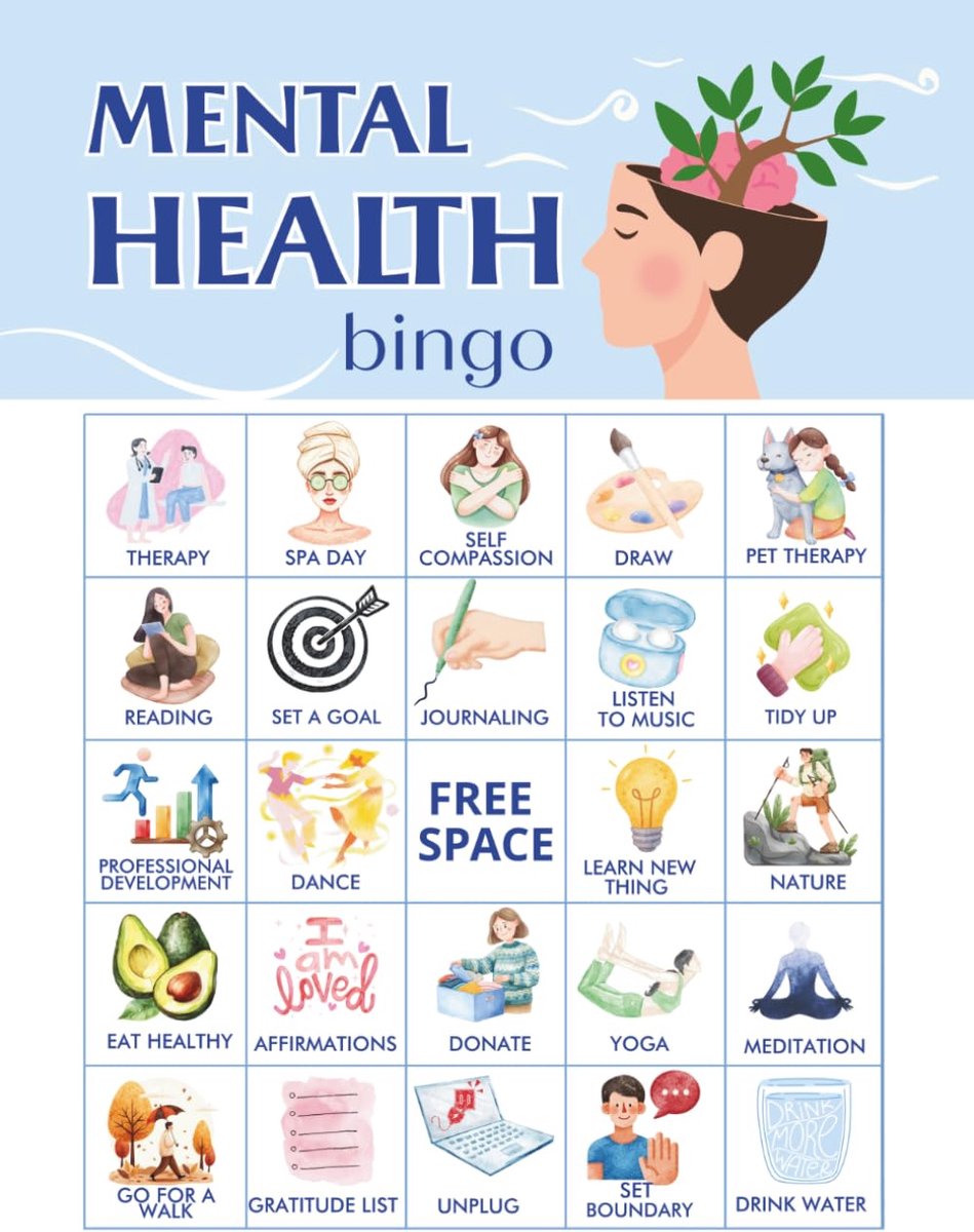 Health bingo: 32 player self care activity for World Mental Health Day, mental health awareness, wellness Workshop Activities