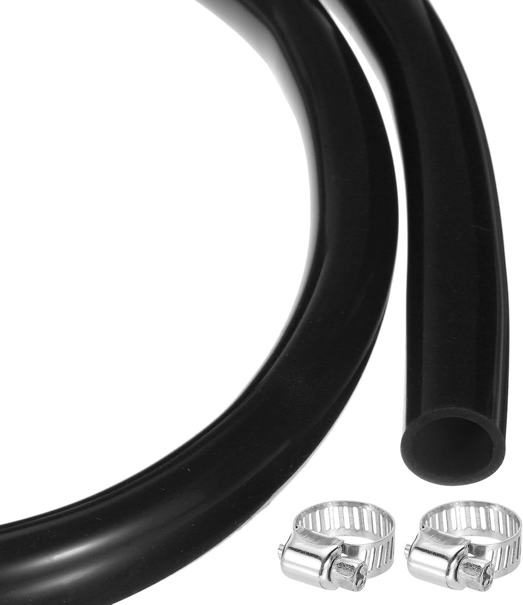 Slang van siliconenrubber, flexibele kunststof slang voor bier en wijnpomp, sifon, 1/2 inch ID 3/4 inch OD, met 2 stuks klemmen, zwart