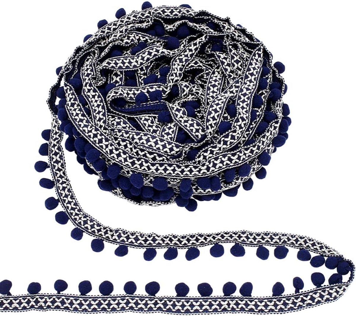Pomponband, 27 m, 15,5 mm breed, geborduurd, nylon, pompombalbanden, naaien, kwastjes, kant, voor doe-het-zelf kleding, jurk, kledingaccessoires, Pruisisch blauw