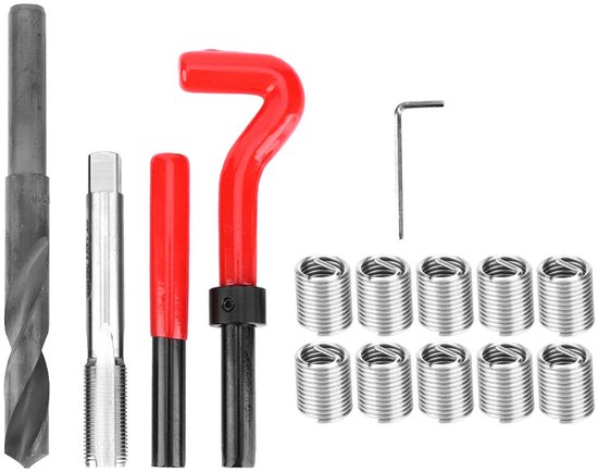 15-delige schroefdraadreparatieset, gedraaide boorsleutel van roestvrij staal, schroefdraadinzet voor auto's, M14 x 1,25, hoge, slijtvaste, duurzame schroefdraadreparatieoplossing voor auto's — afbeelding 5