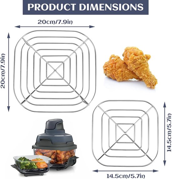 grillrooster, 2 stuks, roestvrij staal, voor Ninja Crispi Air Fryer FN101 en Ninja Crispi Pro Air Fryer AS101, Crisper-inzetstuk airfryer accessoires, standaard — afbeelding 2