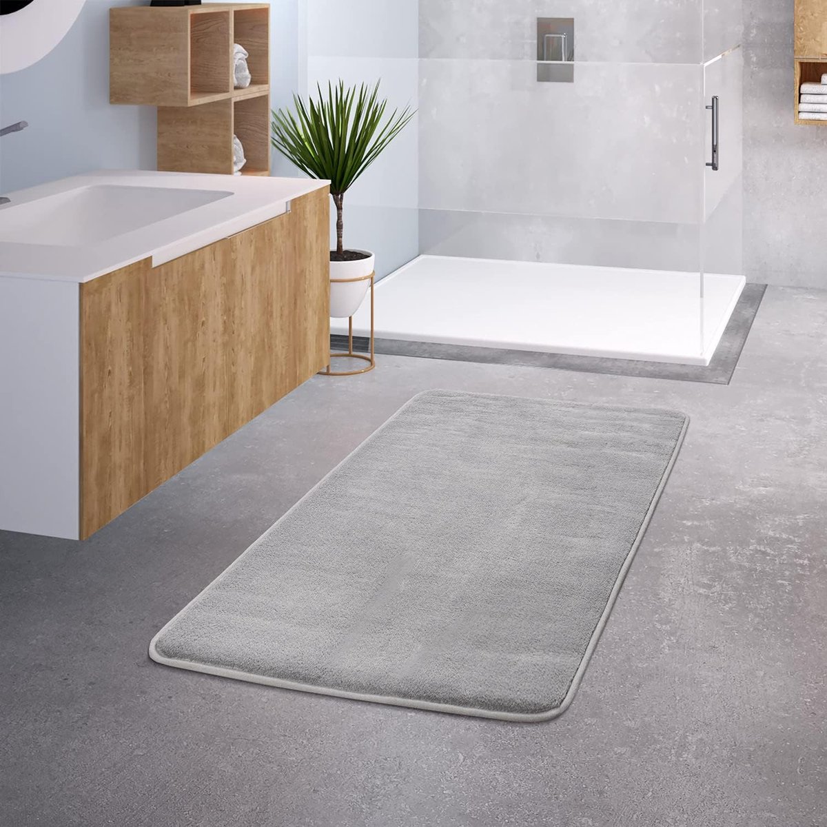 Home Badkamer Tapijt Badmat Soft Steenoptiek Antislip Wasbaar, Kleur:Grijs 3, Maat:50x80 cm