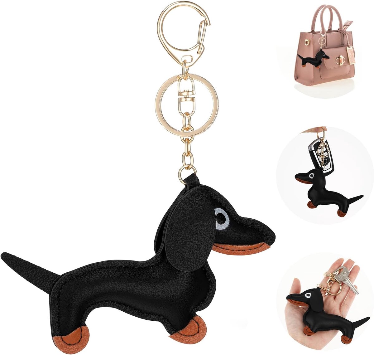 Sleutelhanger, teckel, schattige puppy, hondentas, hanger, leer, geluksbrenger, teckel sleutelhanger, cadeaus voor lievelingsmens, vrouwen, mannen, kinderen, verjaardag, sleutelring