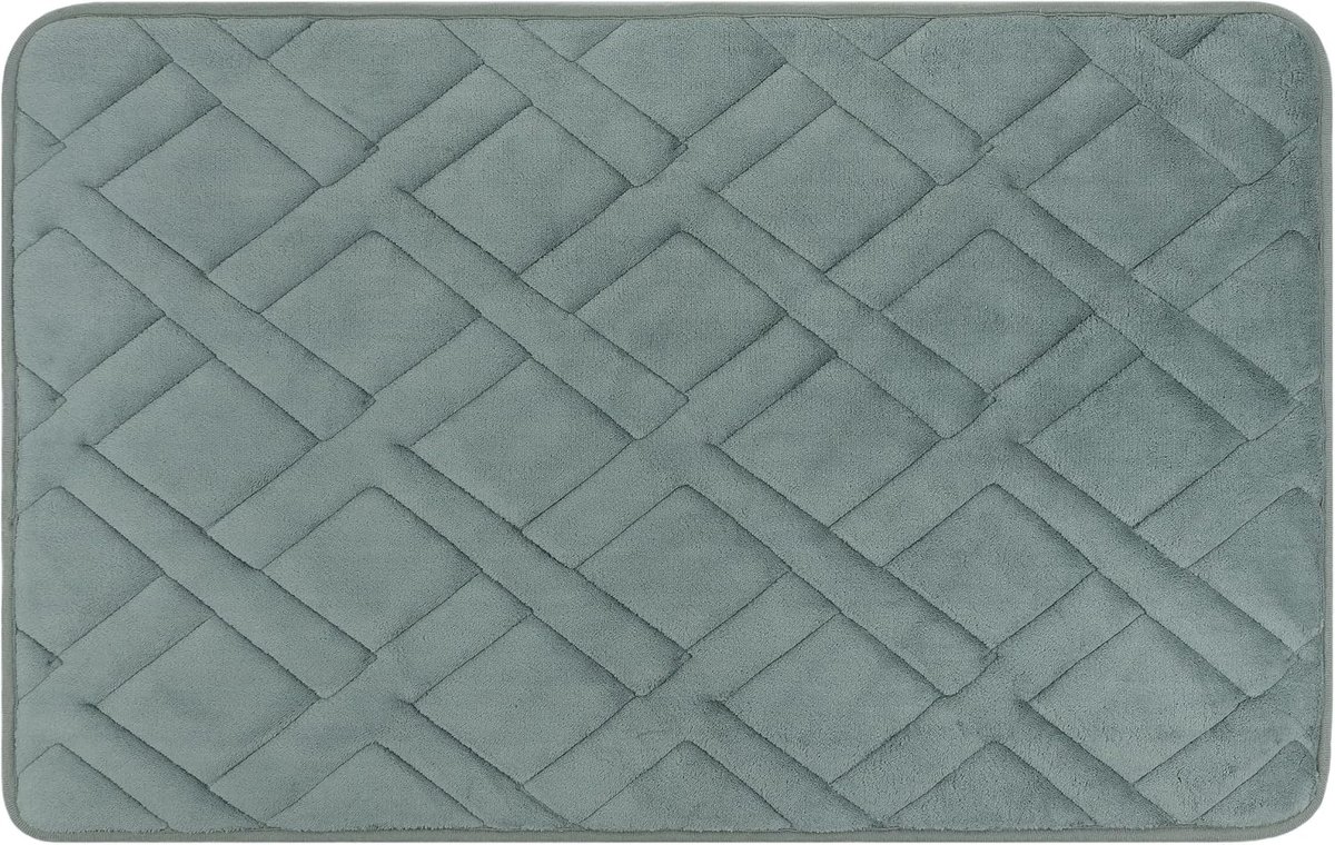 Badmat met ruit patroon - Badkamermat - Badmat - Antislip mat - Badmatjes - Badmatten - Douchemat - Wc Mat - Badkleed - Rechthoekig - 50 x 80 x (lxb) - Microvezel - Grijs