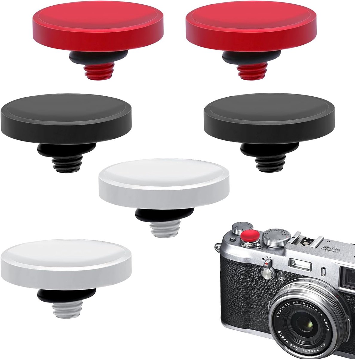 6 Stuks Camera Sluiterknoppen – Soft Release Button Set – Aluminium Shutter Buttons voor Fujifilm & Leica – Comfort & Stijl
