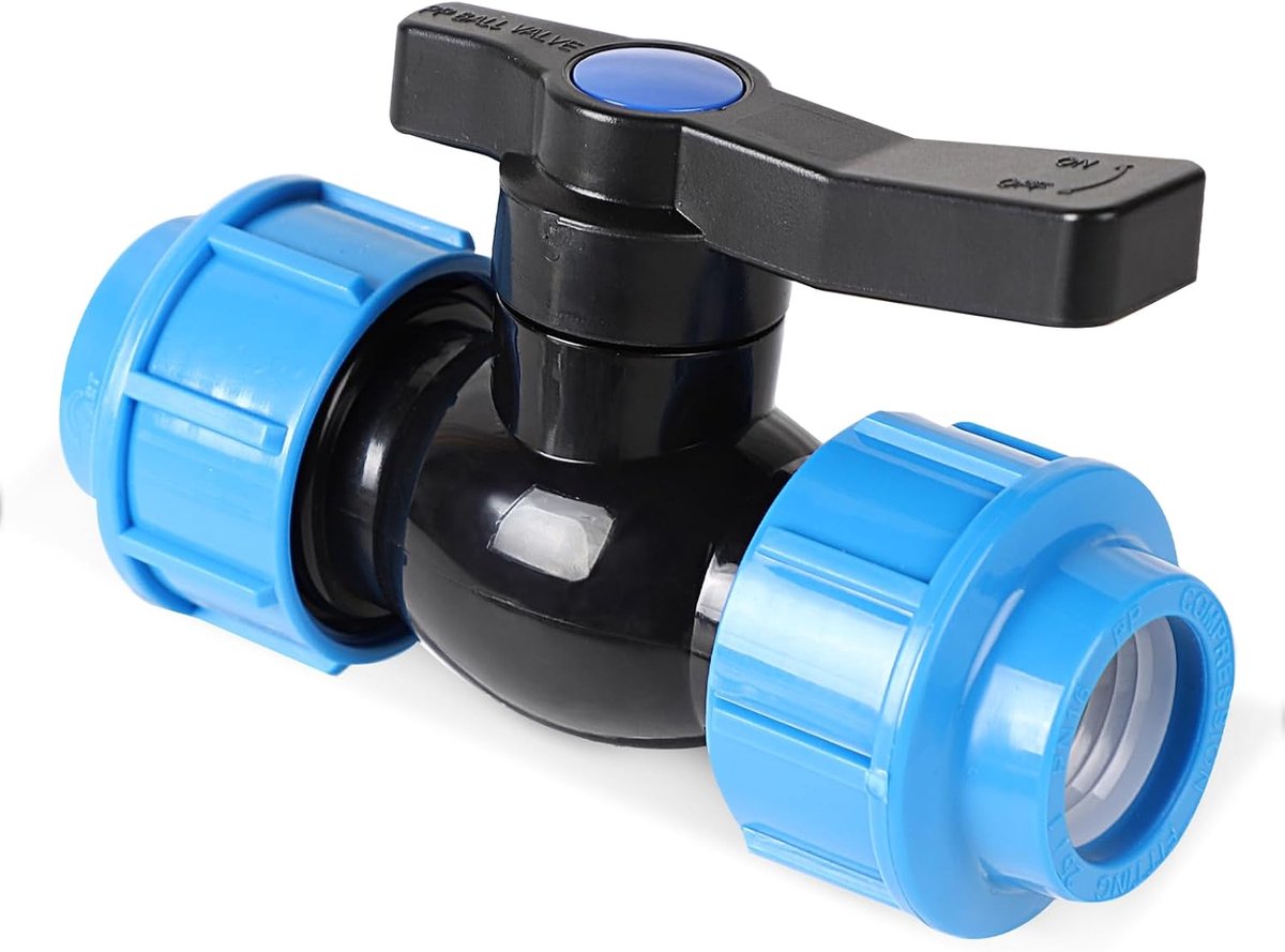 Kogelkraan voor PE buis 25 mm PP-fitting schroefverbinding aanvoerbuis connector afsluitventiel voor PE-buis PE buis schroefverbinding