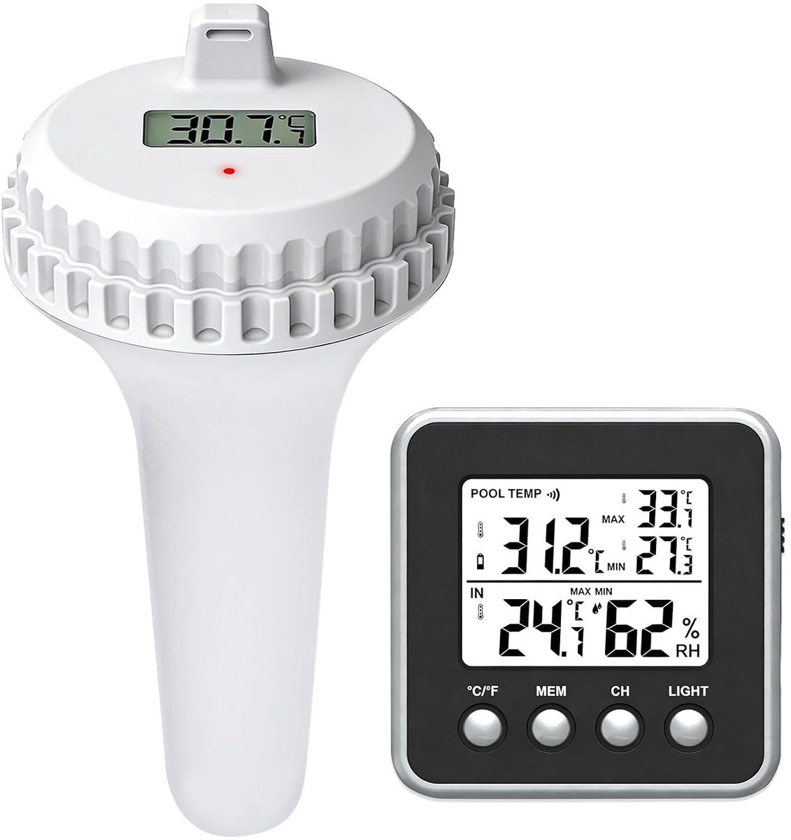 zwembadthermometer: digitale watertemperatuurmeter, zwembad met digitale sensor, eenvoudige installatie, draadloze thermometer voor zwembad, badkuip, vijver en aquarium