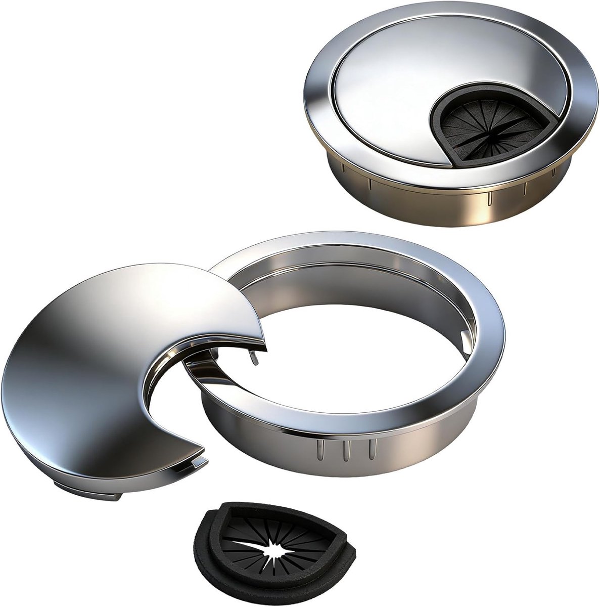 2 Stuks 60mm Kabeldoorvoer voor Bureau met Borstel Kabelmanagement | Zinklegering Metaal, Beschermende Borstel, Nette Kabelorganisatie, voor Bureau,Tafel, Werkblad, Kantoor, Thuis,DIY