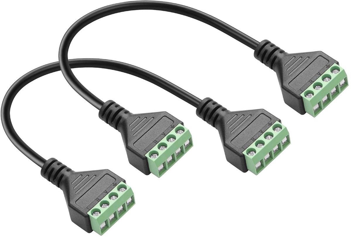 2 stuks 4-polige klemkabel, 4-polig, 4-polige schroef, vaste klemkabel, 4-pins klemkabel, audio en video, aansluitkabel voor vermogensversterker, luidsprekers, mengconsoles, enz., 30 cm