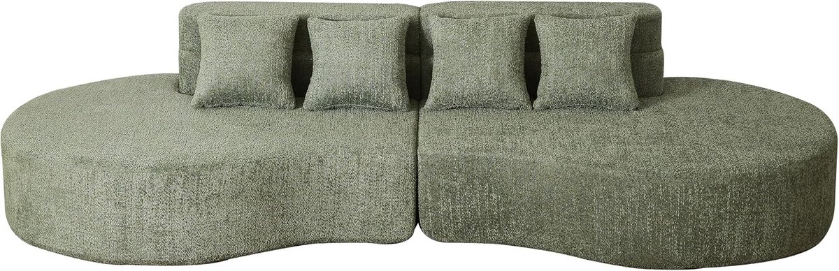 Modulaire schuimbank, 2-delig, combineerbare bank zonder frame, afneembare wasbare teddyfleece overtrek, 100% traagschuim, voor woonkamer, thuiskantoor