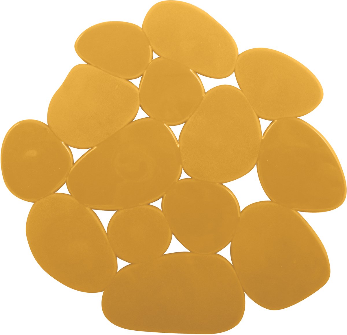 MSV Antislip Badmat Set – 4-Delige Douchemat met Zuignappen – Antibacterieel PVC – Saffraan Geel – 13 × 11 cm per Stuk