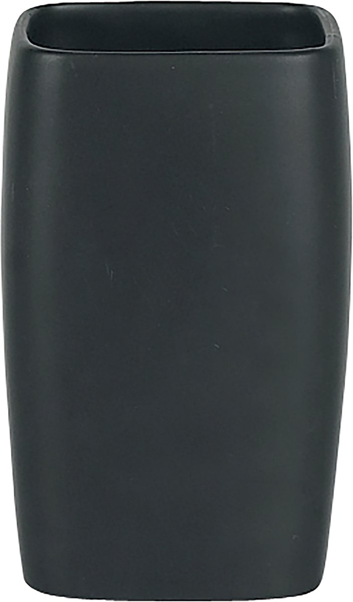 Spirella Tandenborstelhouder RETRO – Tumbler Badkamer Beker Zwart – Badkamer Accessoires – 7 x 11 cm