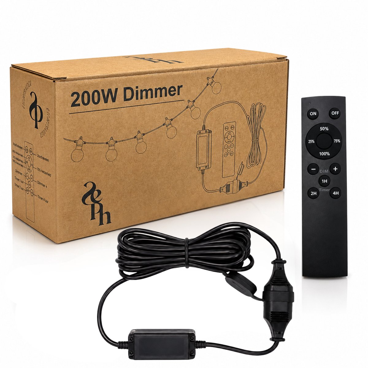 SEPH Verlengkabel met Dimmer en Afstandsbediening 3m – IP65 Waterdicht – Voor Lichtslinger & Buitenverlichting – Dimbaar – Timerfunctie
