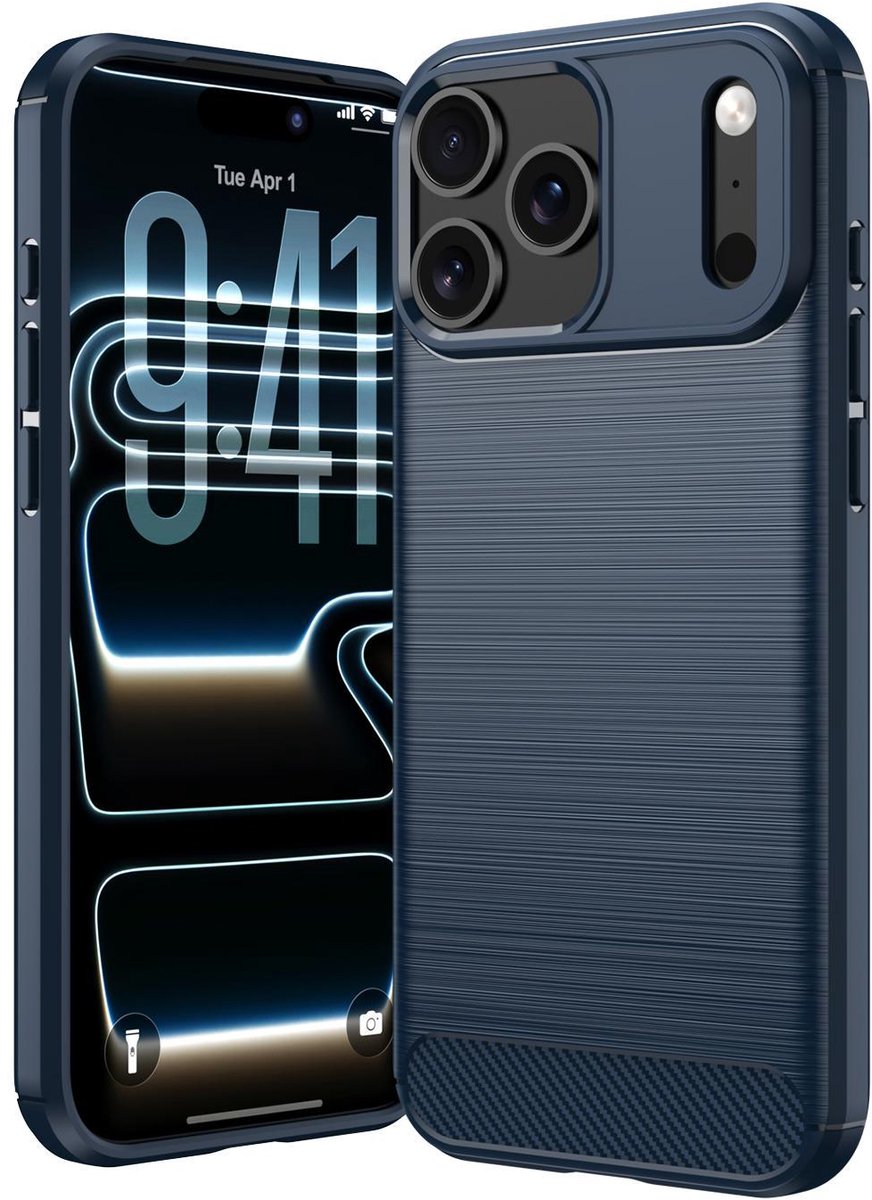 Mobigear Hoesje geschikt voor Apple iPhone 18 Pro Max Telefoonhoesje Flexibel TPU | Mobigear Brushed Slim Backcover | iPhone 18 Pro Max Case | Back Cover - Blauw