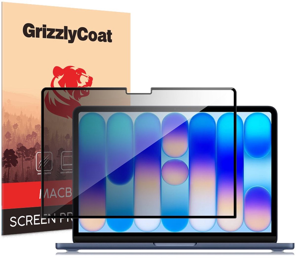 GrizzlyCoat Screenprotector geschikt voor Apple MacBook Neo 13 Inch (2026) | GrizzlyCoat Screenprotector Privacy Folie - Case Friendly - Zwart