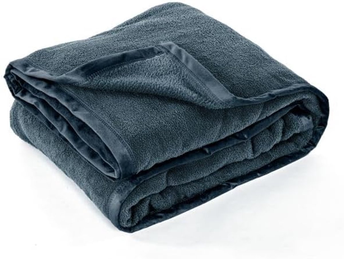 SnelShoppen - Luxe Plaid Dekentje LAMIS - Polyester - 150x200 cm - Blauw - Perfect voor Thuis, Sofa, Bed, Buiten, Feest - Warm en Comfortabel