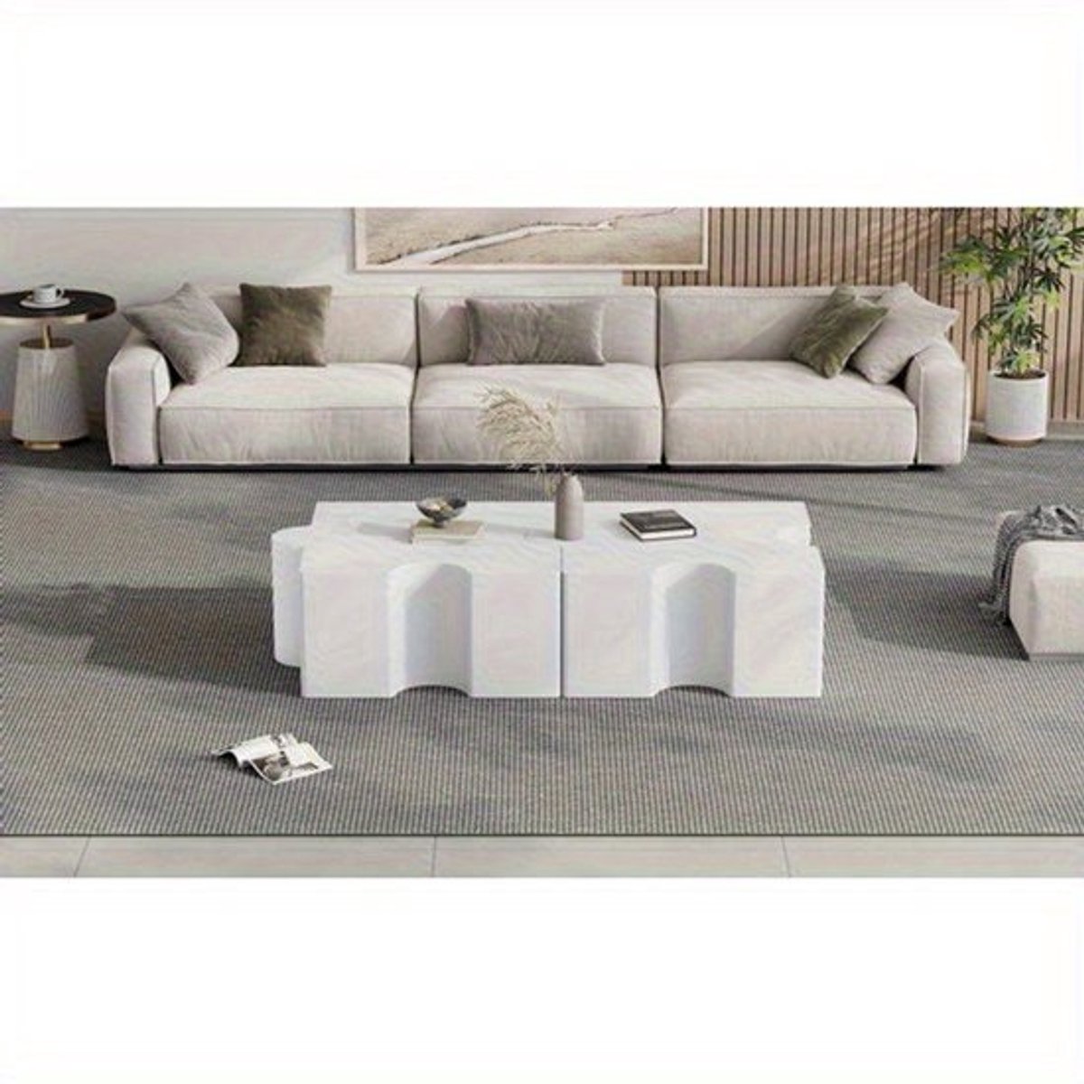 Salontafel – Koffietafel – Bijzettafel – Woonkamertafel – Tafel – Wit MDF – Modulaire Puzz