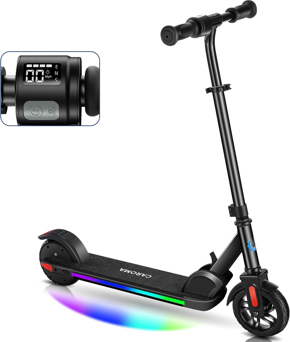 SnelShoppen - Elektrische step voor kinderen 6-14 jaar, 150 W motor, 17 km/u, 80 min looptijd, verstelbare snelheid en hoogte, gekleurde lichten, LED-