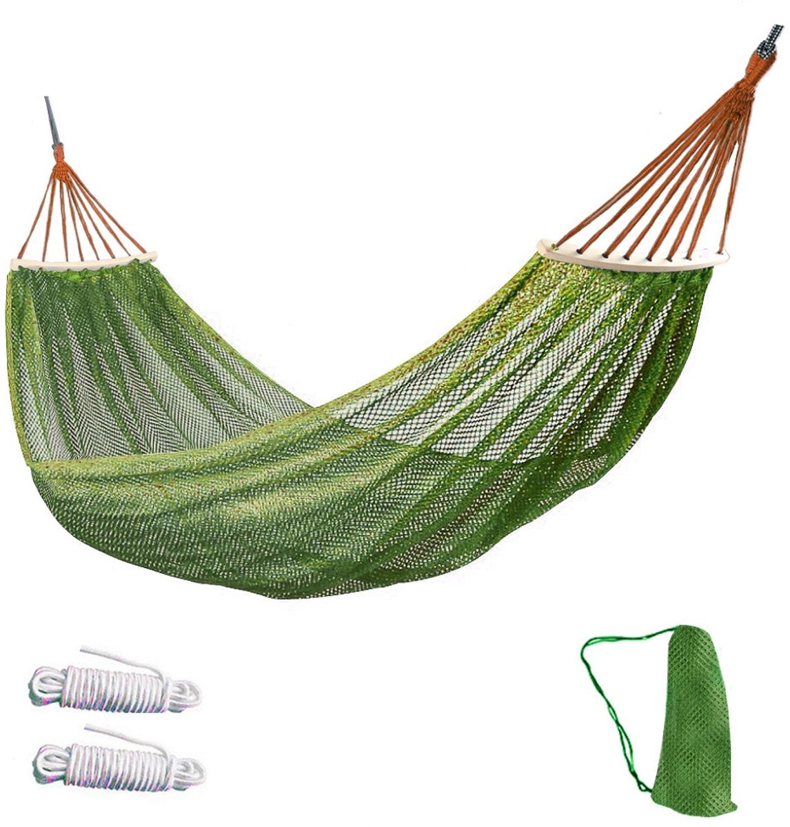 Hangmat - Tweepersoons/Eenpersoons hangmat - 260 x 130 cm - Kampeeraccessoire - Lichtgewicht hangmat met klamboe - Inclusief opbergtas - Inclusief bevestigingsmateriaal - Max. draagvermogen 200 kg - Blauw