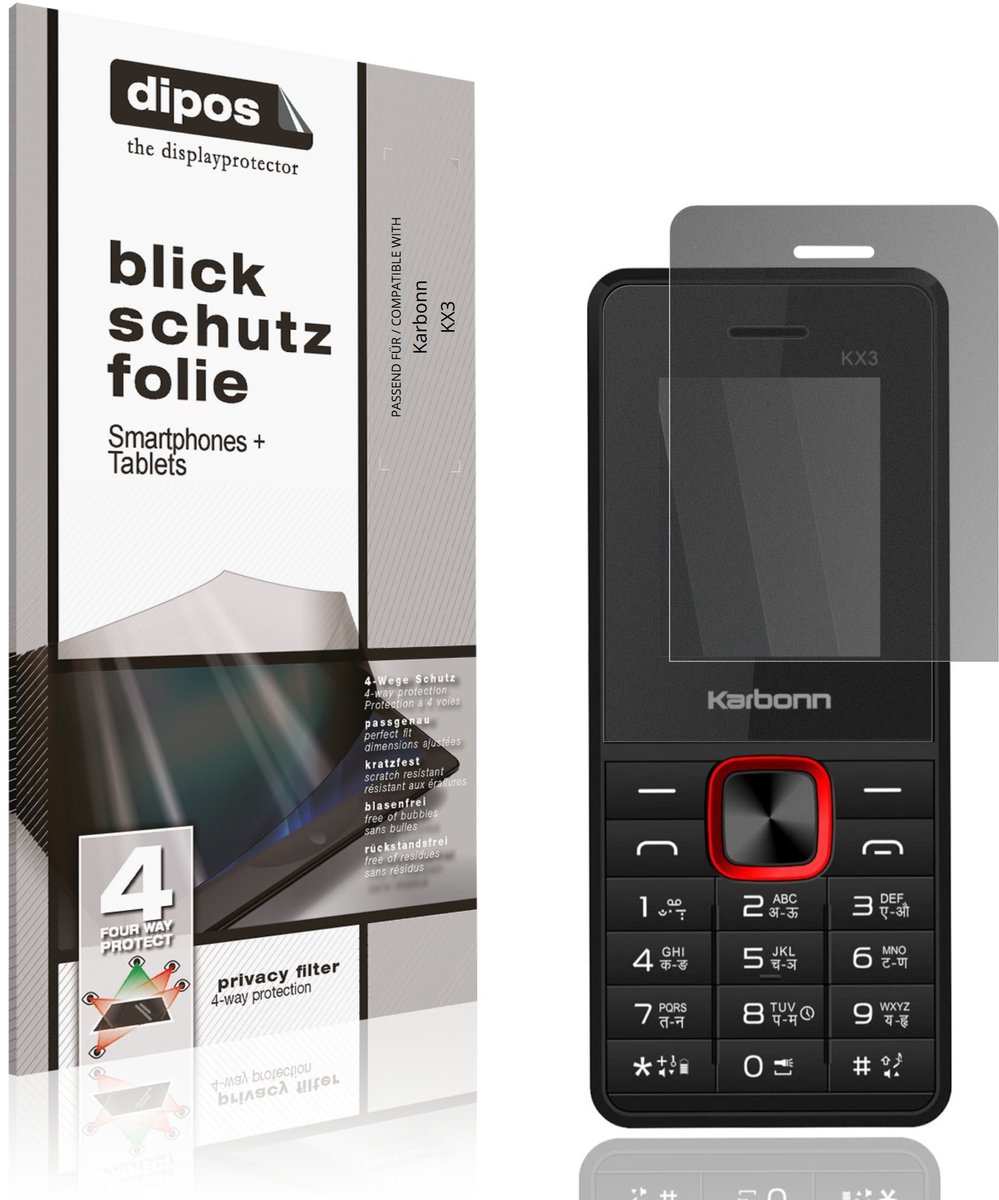 dipos – Matte Privacy Screenprotector geschikt voor Karbonn KX3 | Anti-Spy Beschermfolie