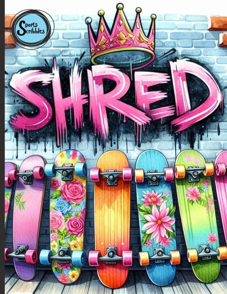 SnelShoppen - Skateboard Notitieboek voor Meiden | 120 Brede Lijnen, Lijnpapier, Wit, Perfect voor Creatieve Aantekeningen en Dagboekschrijven