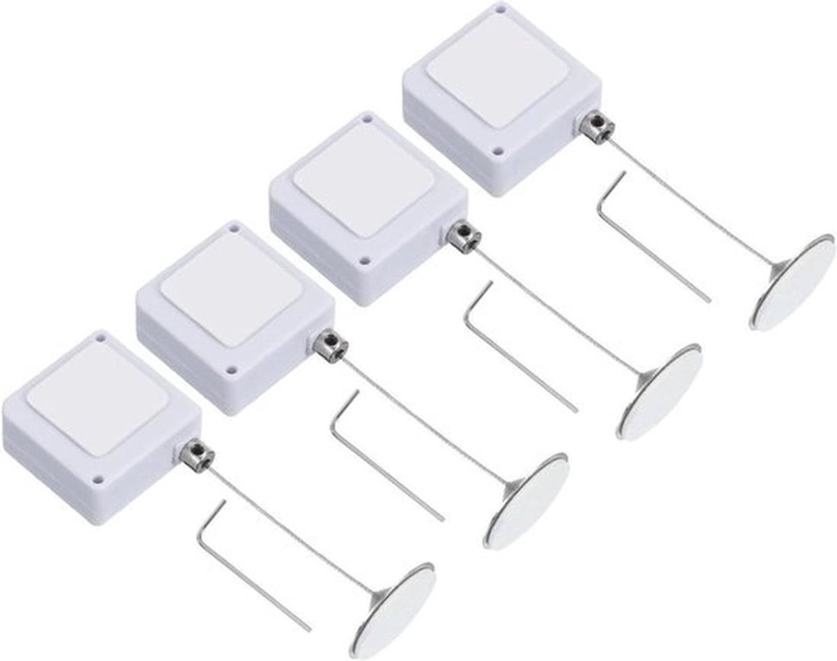 Intrekbare afstandsbediening Tether, 4 stuks beveiligingskabel sleutelkoordslot met verstelbare sluiting, wit - TV-afstandsbediening
