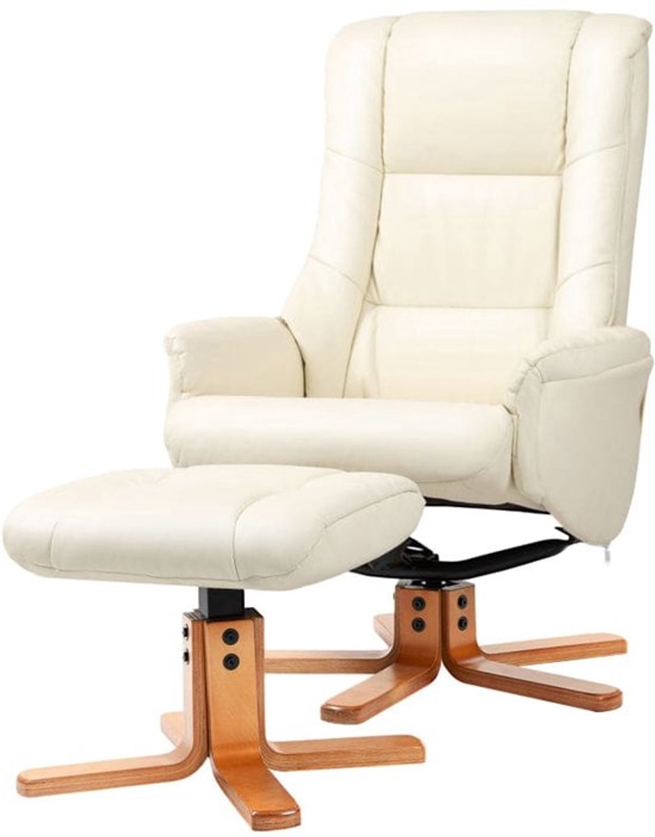 Relaxfauteuil – Fauteuil – Loungestoel – Zetel – Leunstoel – Crème Wit – Comfortabele Stof