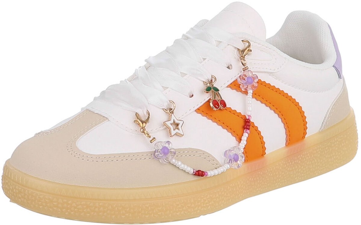 Sneaker - Vetersluiting met bedels - Dames en tieners Mt:38