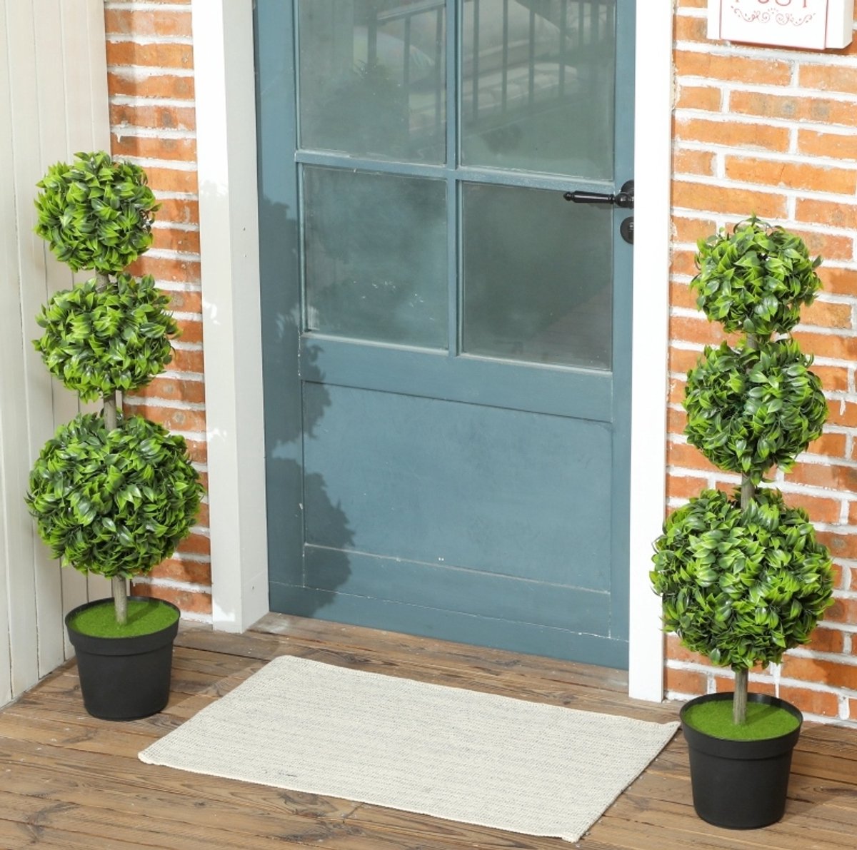 COVREO Kunstplant 100 cm - groen kunststof, set van 2, UV-bestendig, voor binnen en buiten