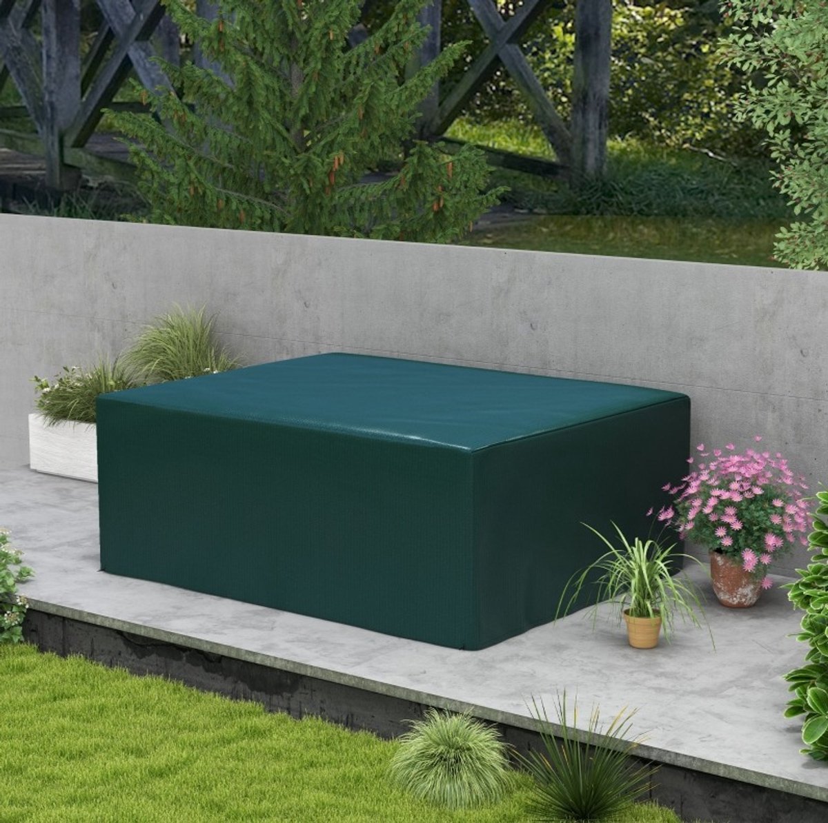 COVREO Tuinsethoes 235 x 190 x 90 cm – donkergroen PE, waterdicht, met UV-bescherming