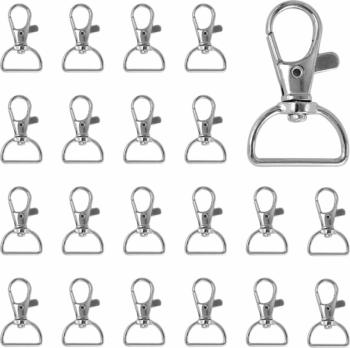 SnelShoppen - Pack van 80 draaibare karabijnhaken met D-ring - 360 graden ontwerp, multifunctioneel, ideaal voor sleutels, accessoires, outdoor, campi