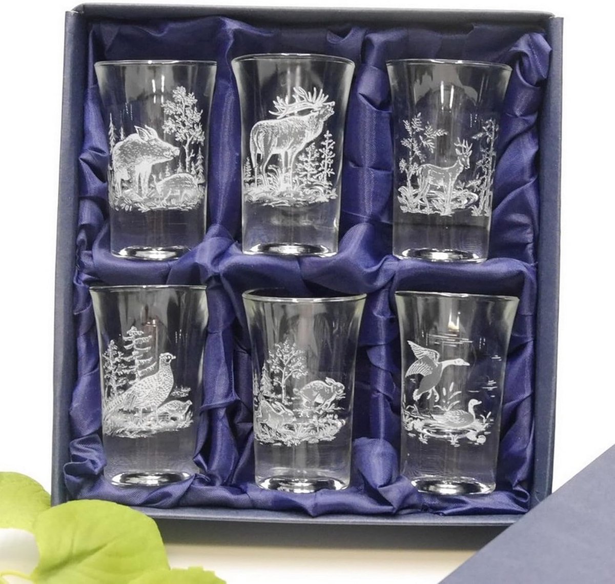 SnelShoppen - 6-delige Shotglazen Set Hoog - 2 cl - Geweihe & Trophäen - Jacht Decoratie in Luxe Cadeaubox - Ideaal voor Feest, Camping en Yacht