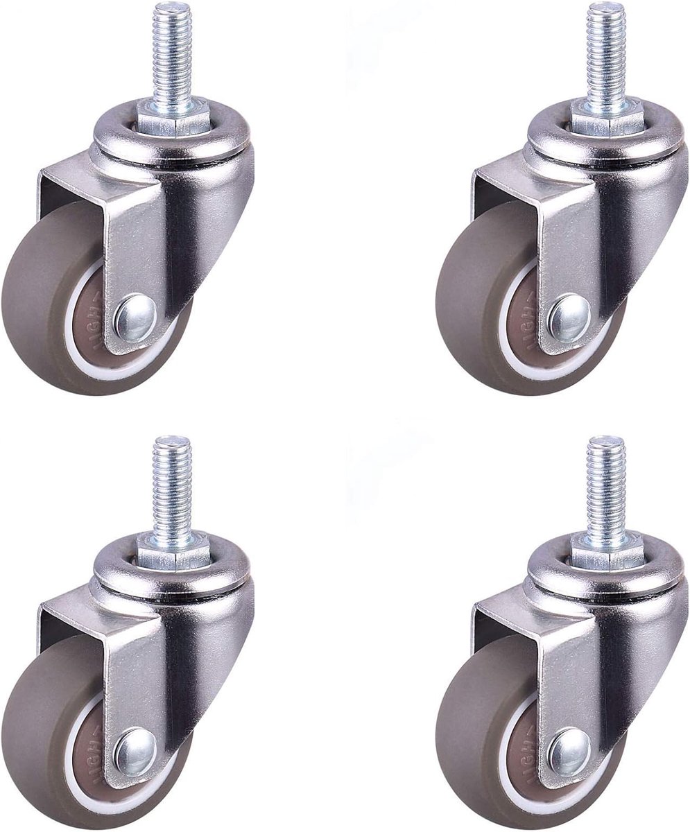 SnelShoppen - 4-Piece Swivel Casters 25mm 2 Inch Bruin Soft Rubber TPE wielen met 360° Rotatie en Laag Geluid voor Meubels en Karretjes
