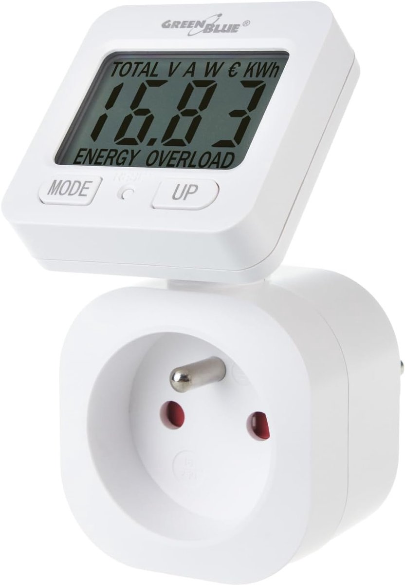 SnelShoppen - Energie Meter Wattmeter 16A Max. 3680 W - Energiebesparing Monitor - Frans Stekker E - Huishoudelijke Elektriciteitsmeter voor Thuisgebr