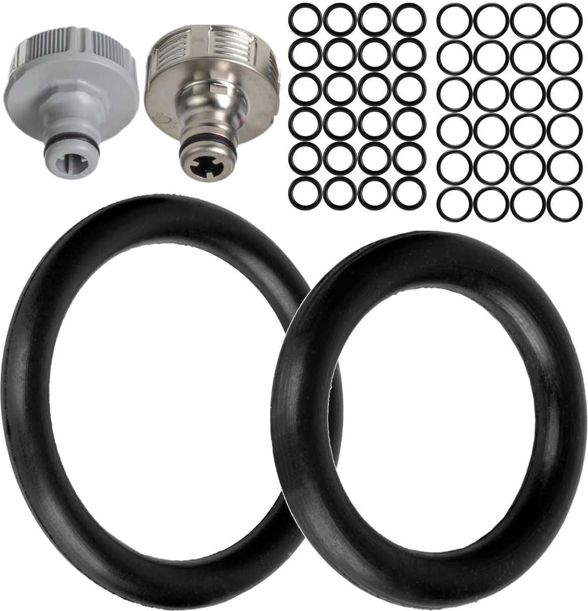 SnelShoppen - O-Ring Set van 50 voor Tuinslang Koppelingen G 1/2 Inch en 3/4 Inch, Rubber Sealing Ringen voor Tuinaccessoires, 16 x 11 mm en 22.3 x 17