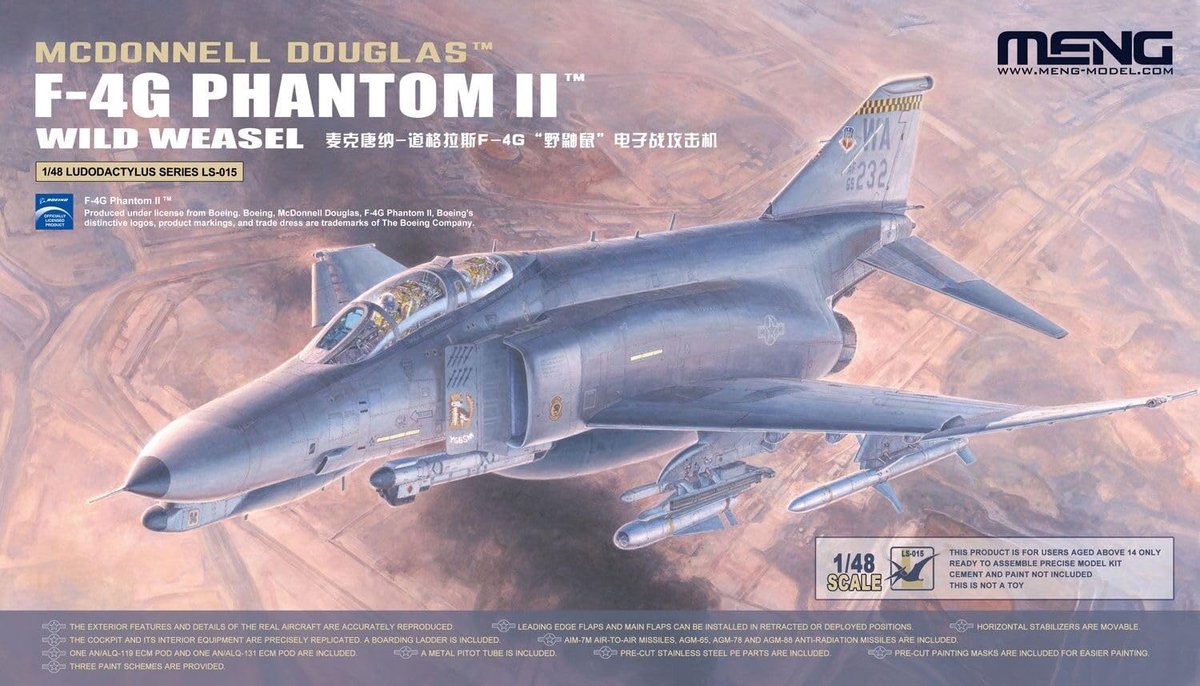SnelShoppen - Meng LS-015 1/48 Model Kit McDonnel Douglas F-4G Phantom II - Plastic Vliegtuig Model - Perfect voor Modelbouwers en Luchtvaartliefhebbe