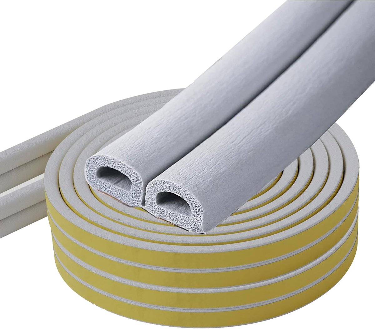 SnelShoppen - 20 m Sealing Tape voor Deuren en Ramen, Grijze D-profiel Deurrubber, Zelfklevende Raamafdichting, Foam Tape, Geluiddempende Isolatie, Vo