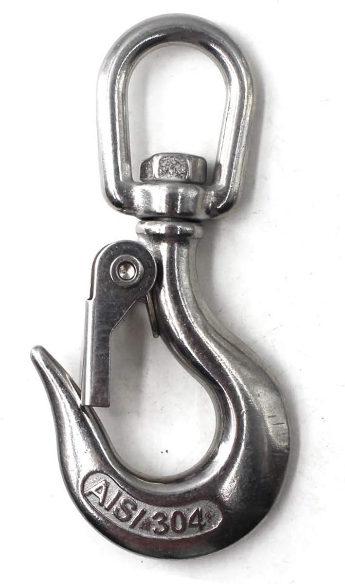 SnelShoppen - Heavy Duty Lifting Hook 304 RVS, 650kg WLL, 360° Rotatable, Stevige Veiligheidshaken voor Hijsen, Transport, Bouw, Bosbouw, 1 Stuk