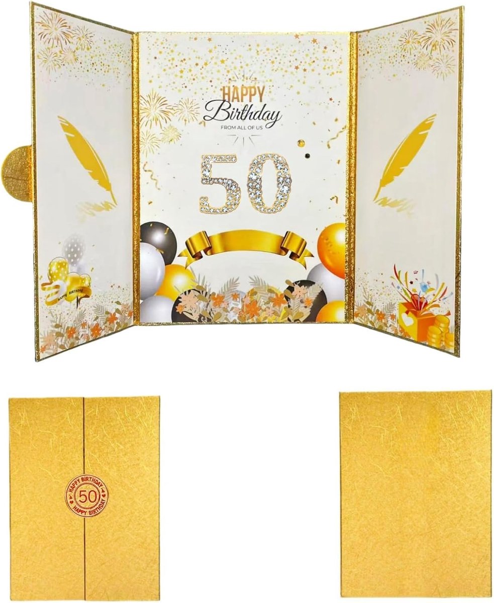SnelShoppen - XXL Verjaardagskaart 50 Jaar, Vouwkaart voor Mannen en Vrouwen, Ruimte voor Handtekeningen, Feestdecoratie, Cadeau voor 50e Verjaardag