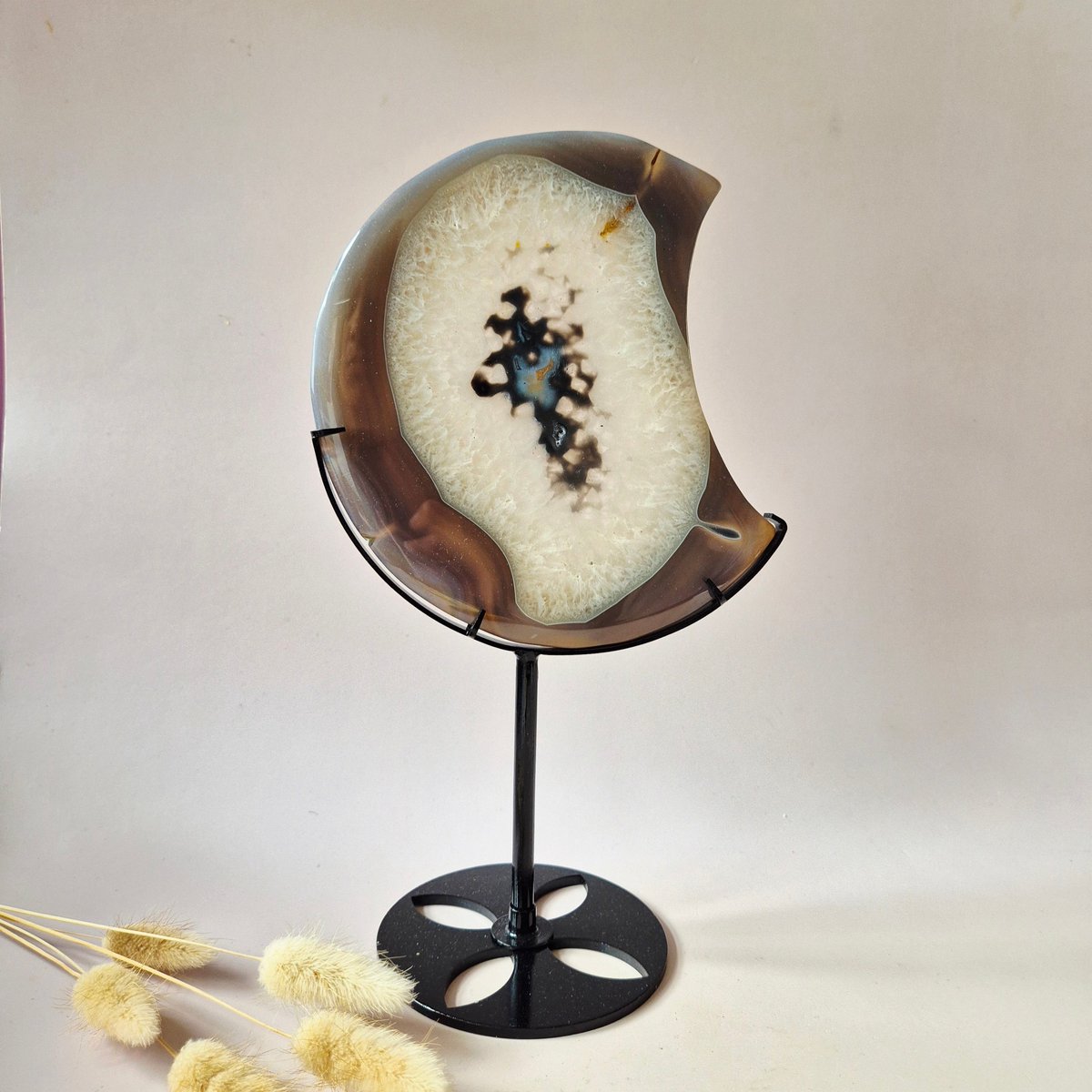 Druzy Amethist Agaat Maan op Standaard – 17,5x16 cm – 618g