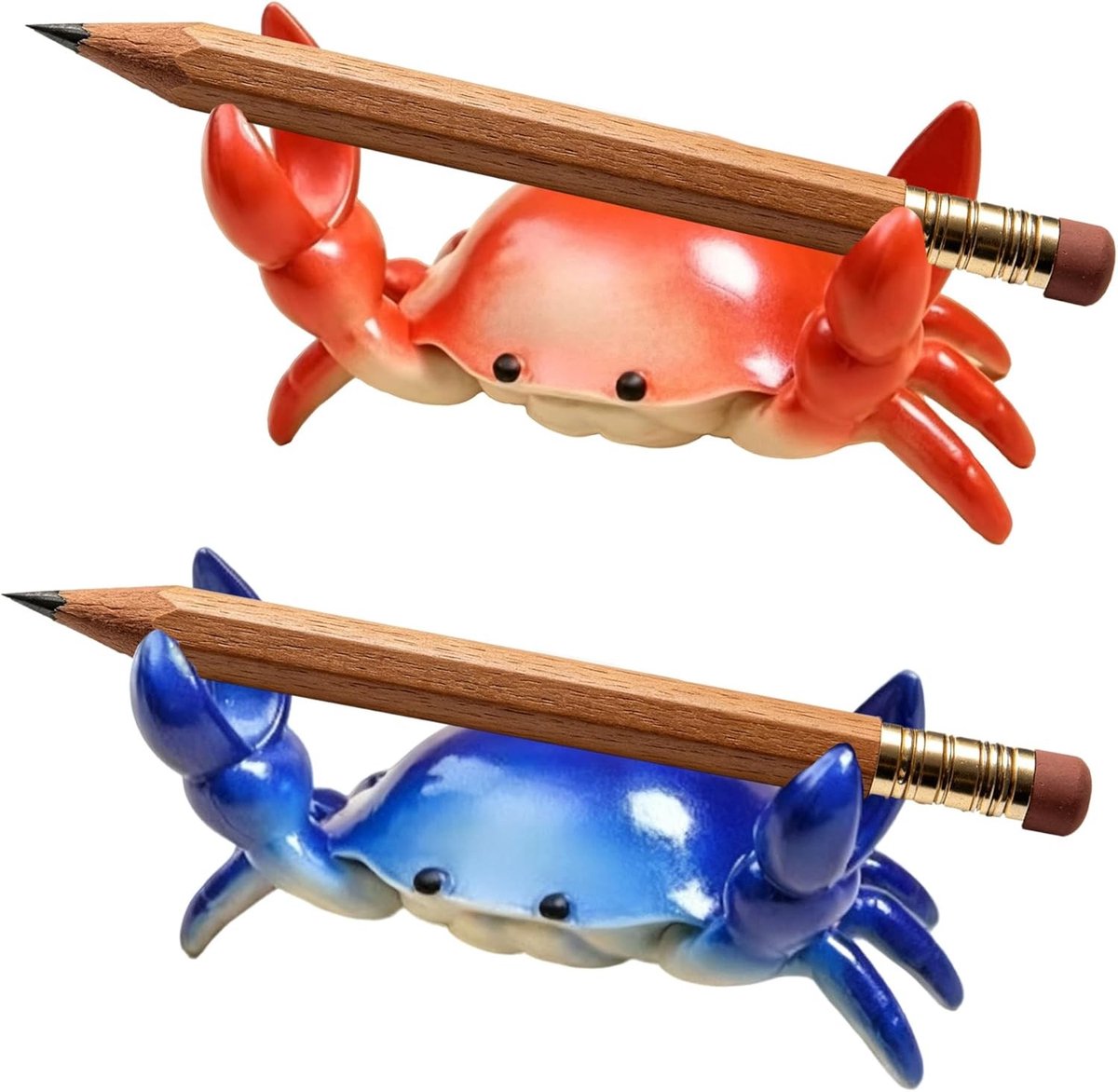 Creatieve krab potloodhouder voor gewichtheffen, bureau decoratie en grappige accessoires in rood en blauw