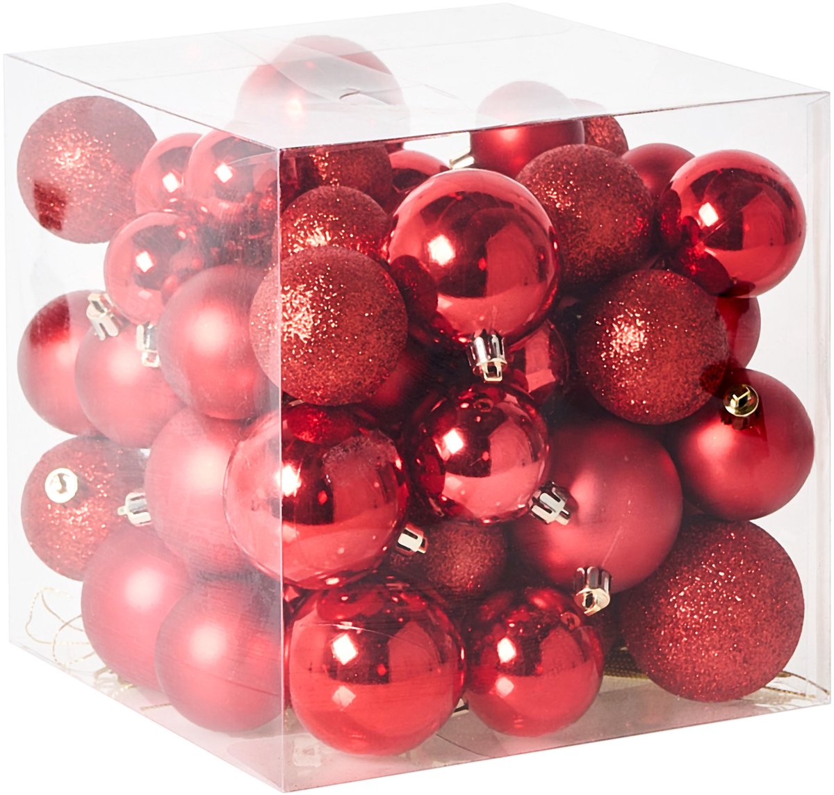 TYIN- Set van 60 kerstballen - Rood - Synthetisch